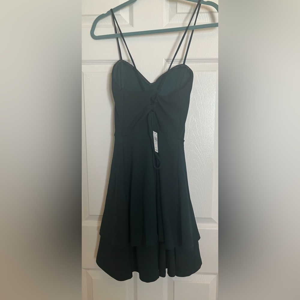 NEW Eclipse Scuba Crepe Double Hem Lace-Up Skater Dress - size small - Picture 3 of 10
